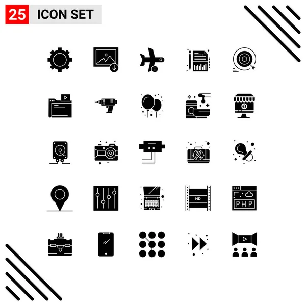 Universal Icon Symbols Group Modern Solid Glyphs Goal Sheet Info — 스톡 벡터