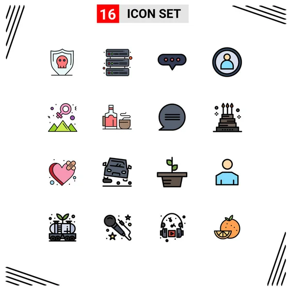 2014 Mobile Interface Flat Color Filled Line Set Pictograms Tea — 스톡 벡터