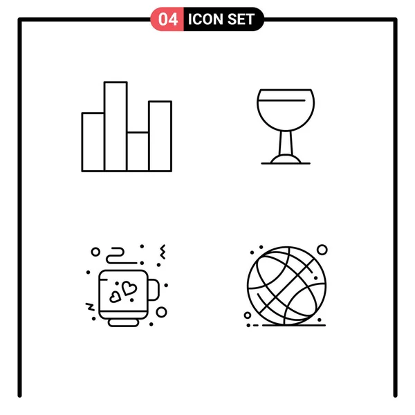 Universal Icon Symbols Group Modern Filledline Flat Colors Bar Love — Stock Vector