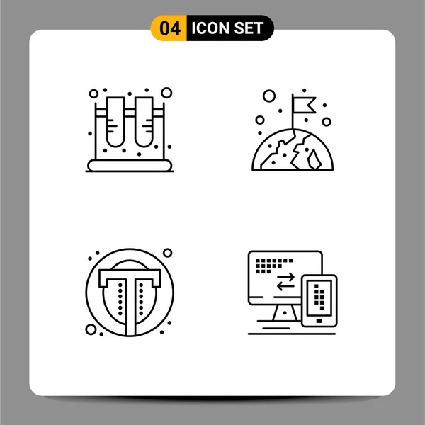 Mobile Interface Line Zestaw Piktogramów Dziedziny Chemii Interfejsu Nauki Globu — Wektor stockowy