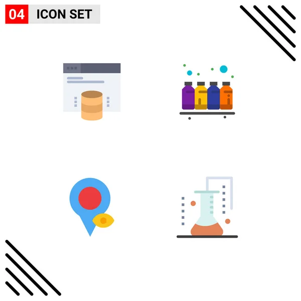 Vector Flat Icons Grid Hosting Website Eye Web Ink Map — 스톡 벡터