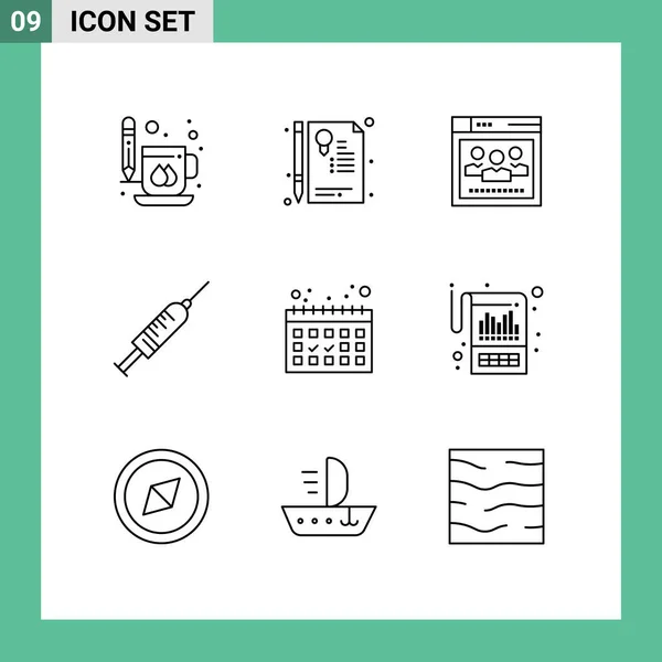 Pictogram Set Van Eenvoudige Schema Van Schot Vaccin Zeehond Injectie — Stockvector