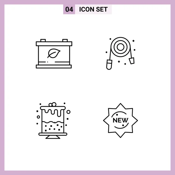 Stock Vector Icon Pack Line Signs Symbols Battery Part Hose — Stock Vector