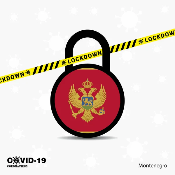 Montenegro Lock Lock Coronavirus Pandemi Bevidsthed Skabelon Covid Lås Design – Stock-vektor