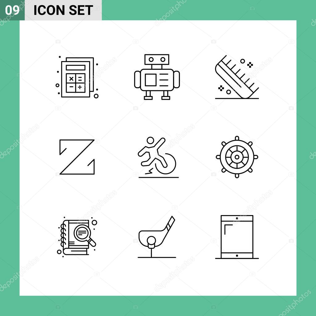 Editable Vector Line Pack of 9 Simple Outlines of change, crypto currency, comb, crypto, z coin Editable Vector Design Elements