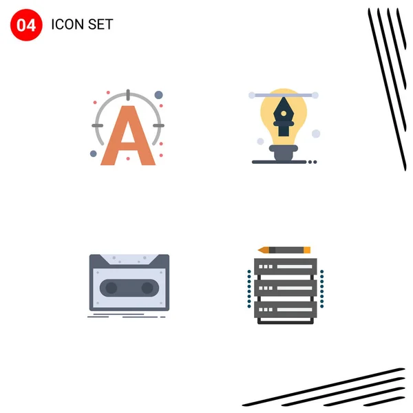 Flat Icon Pack Universal Symbols Edit Demo Connect Designing Tape — Stock Vector