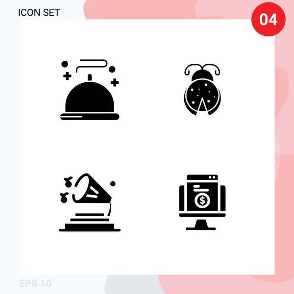 Creative Icons Современные Знаки Символы Еды Звука Сервиса Ладибуга Объема — стоковый вектор