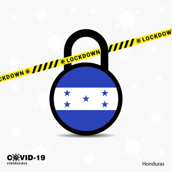 Honduras Lock Deshizo Lock Coronavirus Conciencia Pandémica Plantilla Covid Lock — Vector de stock