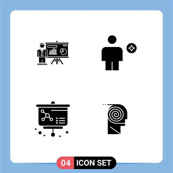 Thematic Vector Solid Glyphs Editable Symbols Presentation Lesson Professor Booked — Vettoriale Stock