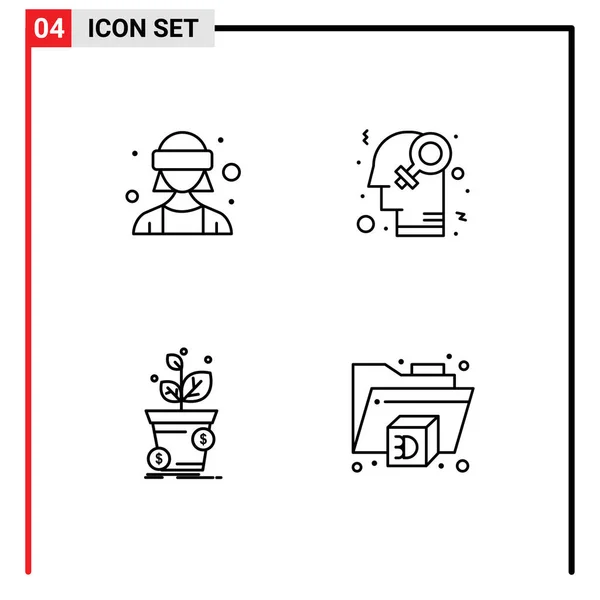 Stock Vector Icon Pack Mit Zeilenzeichen Und Symbolen Für Avatar — Stockvektor