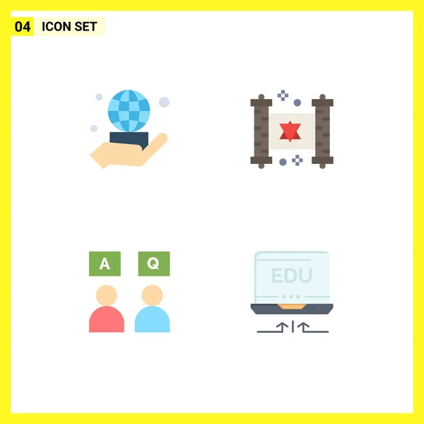 Set Vector Flat Icons Grid Hand Education Network Party Editable — стоковый вектор