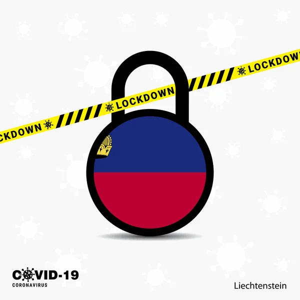 Liechtenstein Lock Lock Coronavirus Pandémico Plantilla Sensibilización Covid Lock Design — Vector de stock