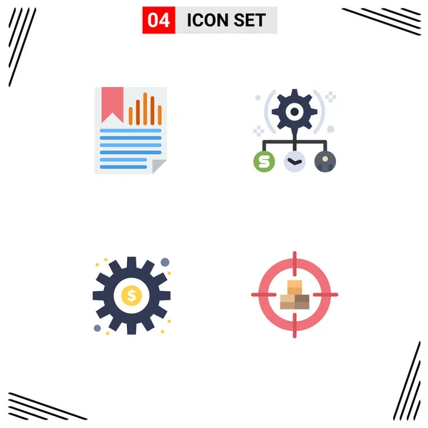 Flat Icon Pack Mit Universellen Symbolen Für Lesezeichen Benutzer Papier — Stockvektor