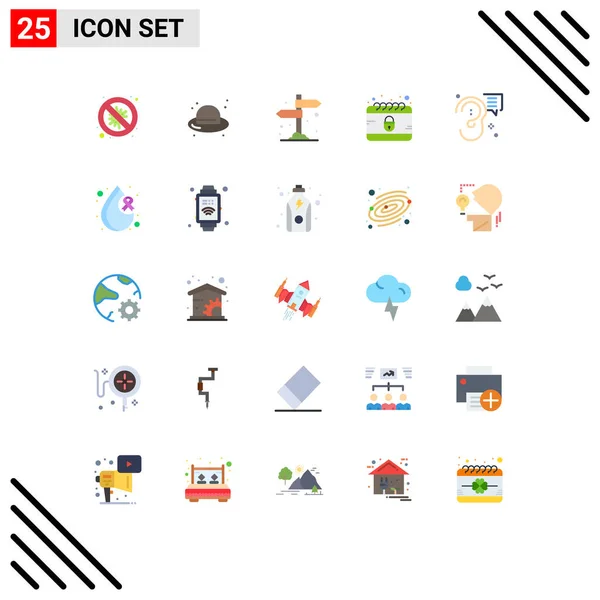 25现代标志的用户界面平面色彩包以及嗡嗡声 木材编辑矢量设计元素的符号 — 图库矢量图片