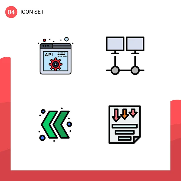 现代标志及Api符号 程序设计 互联网 左边可编辑向量设计元素的用户界面从动线平面彩色套件 — 图库矢量图片