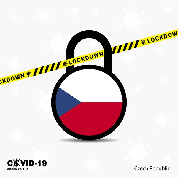 República Checa Lock Mandó Lock Coronavirus Conciencia Pandémica Plantilla Covid — Vector de stock