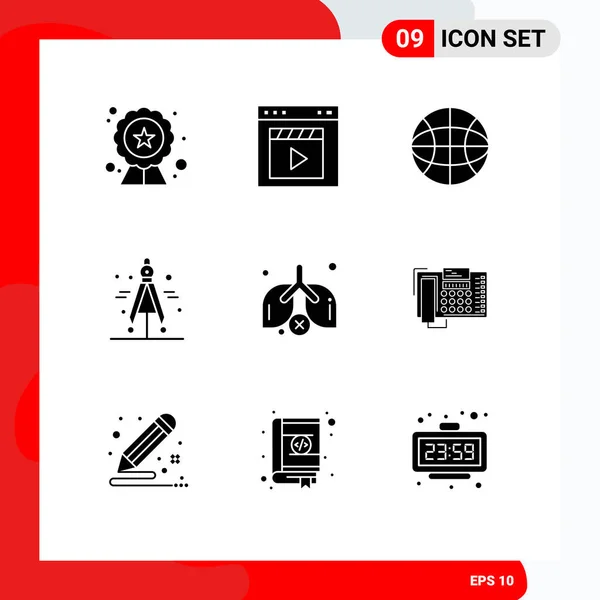 Conjunto Icones Modernos Símbolos Sinais Para Resíduos Pulmões Filme Ciência — Vetor de Stock