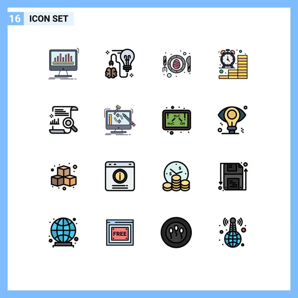 Conjunto Icones Modernos Símbolos Sinais Para Finanças Relógio Lâmpada Negócios — Vetor de Stock