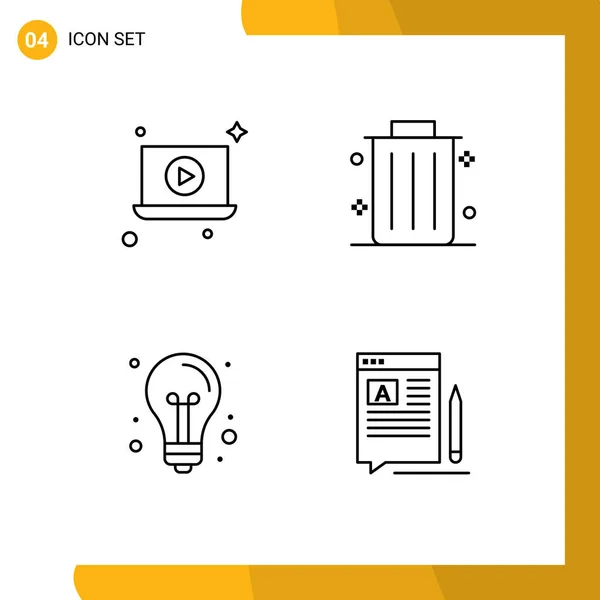 Línea Interfaz Usuario Paquete Signos Símbolos Modernos Computadora Portátil Idea — Vector de stock