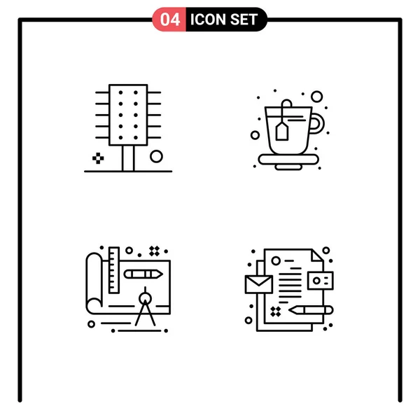 Mobile Interface Line Set Pictograms Beauty Design Hairstyle Drink Corporate — Stock Vector