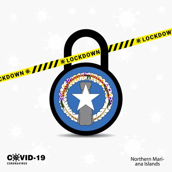 Northern Mariana Islands Lock Lock Coronavirus Pandemic Awareness Template Covid — Vector de stock