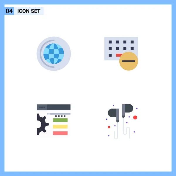Group Modern Flat Icons Set Education Setting Computers Hardware Free — Stock Vector