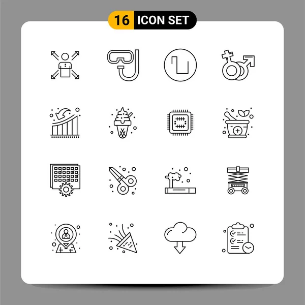 Stock Pack Iconos Vectoriales Líneas Signos Símbolos Para Hombre Venus — Vector de stock