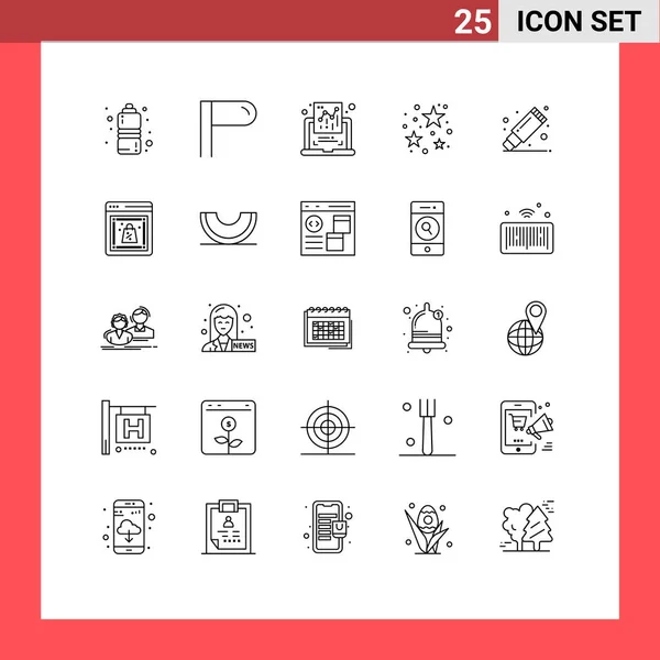 Set Modern Icons Symbols Signs Stationary Remover Graph Remove Celebration — Stock Vector