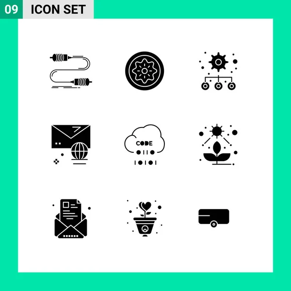 Icônes Créatives Signes Symboles Modernes Nuage Internet Kiwi Mail Paramètres — Image vectorielle