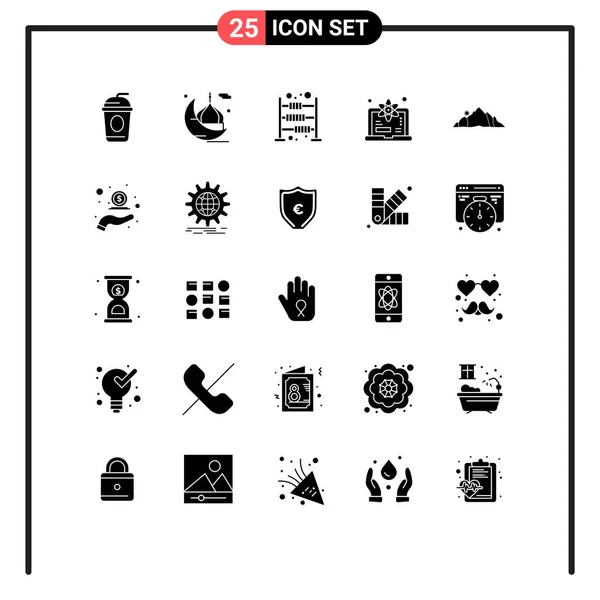 Conjunto Icones Modernos Símbolos Sinais Para Paisagem Ciência Ábaco Aprender — Vetor de Stock