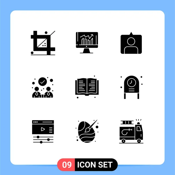 Conjunto Icones Modernos Símbolos Sinais Para Leitura Parceria Kpi Colaboração — Vetor de Stock