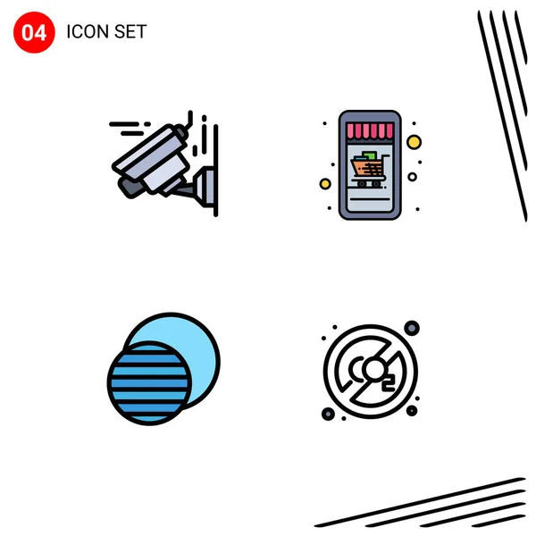 Stock Vector Icon Pack Mit Linienschildern Und Symbolen Für Kamera — Stockvektor