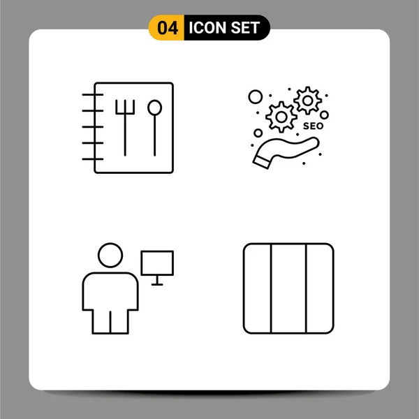 Conjunto Iconos Interfaz Usuario Moderna Signos Símbolos Para Libro Humano — Archivo Imágenes Vectoriales