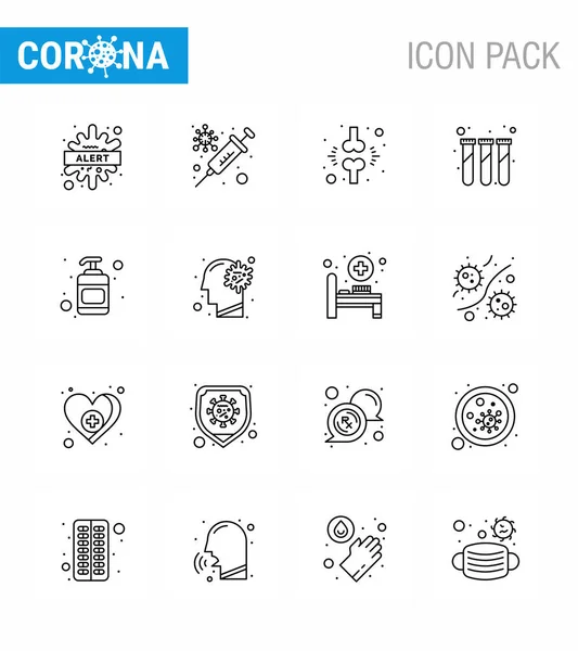 Simple Set Covid Protection Blue Icon Pack Icon Included Test — Stock Vector