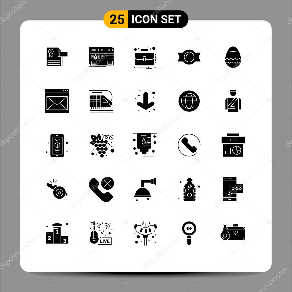 Modern Set of 25 Solid Glyphs and symbols such as easter, candy, rackmount, bonbon, case Editable Vector Design Elements