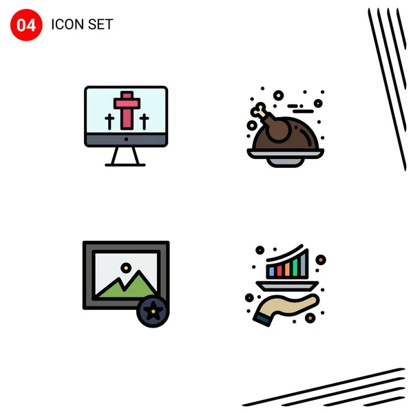 Creative Icons Modern Jelek Szimbólumok Monitor Kép Tojás Pulyka Bar — Stock Vector