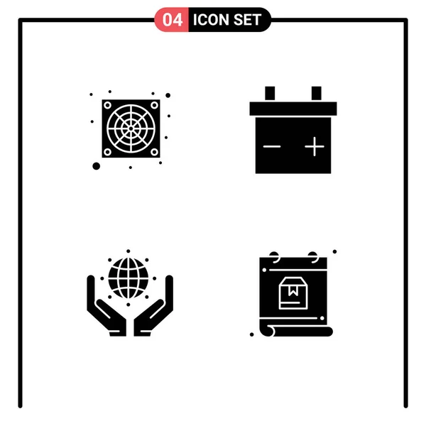 Thematische Vektor Solid Glyphen Und Editierbare Symbole Für Computer Tag — Stockvektor