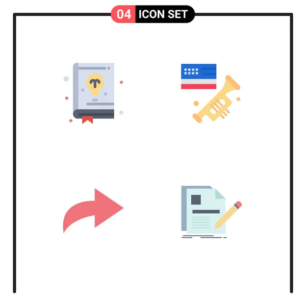 Modern Set Flat Icons Pictograph Book Redo Learning Laud File - Stok Vektor