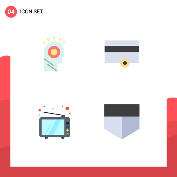 Set Iconos Planos Comerciales Pack Para Idea Televisión Sombrero Pagos — Vector de stock