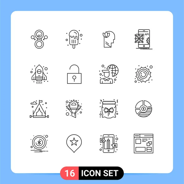 Creative Icons Modern Signs Symbols Spaceship Mobile Relaxatio Development Application — Stock Vector
