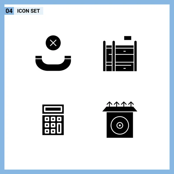 Pack Kreatív Solid Glyphs Call Otthon Számológép Termék Szerkeszthető Vector — Stock Vector