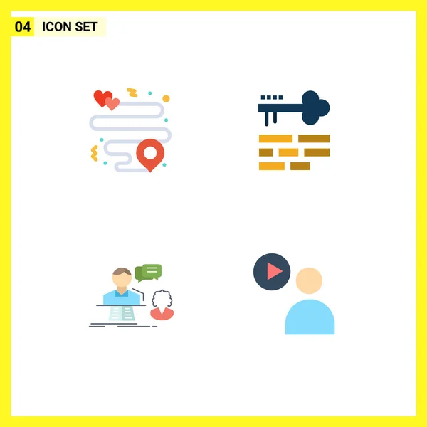 User Interface Pack Basic Flat Icons Heart Answer Key Login — Stock Vector