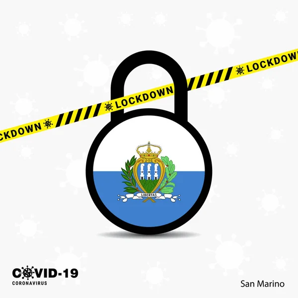 San Marino Lock Lock Coronavirus 전염병에 템플릿 Covid — 스톡 벡터