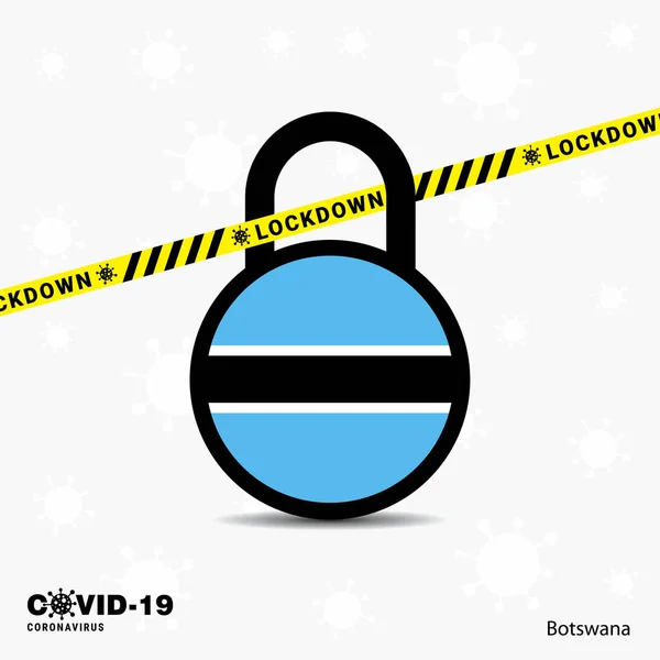 Botswana Lock Hecho Lock Coronavirus Conciencia Pandémica Plantilla Covid Lock — Vector de stock