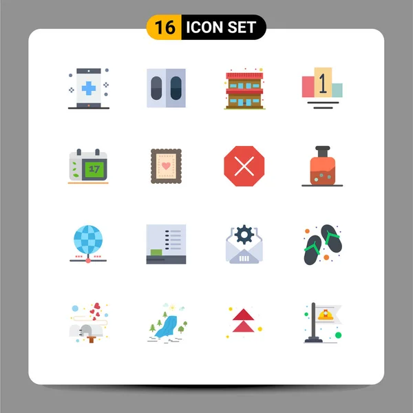 Set Modern Icons Symbols Signs Ialand Day Motel Calender Podium — стоковый вектор
