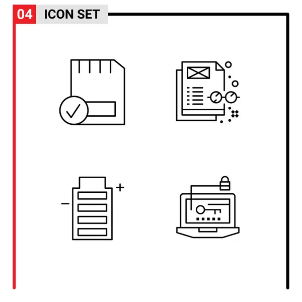 Thematic Vector Filledline Flat Colors Editable Symbols Card Ecology Devices — Stock Vector