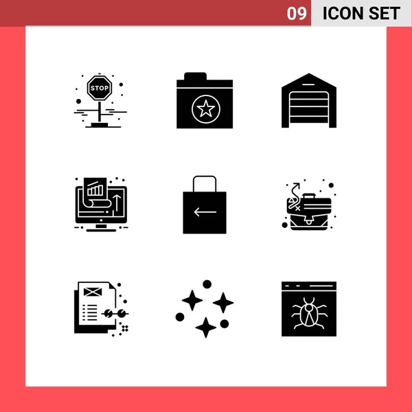 User Interface Solid Glyph Pack Modern Signs Symbols Lock Pad — Stock Vector