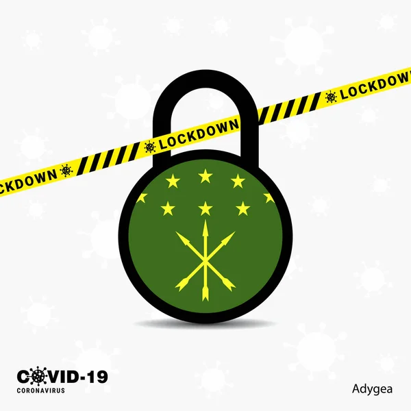 Adygea Lock Lock Coronavirus 전염병에 템플릿 Covid — 스톡 벡터