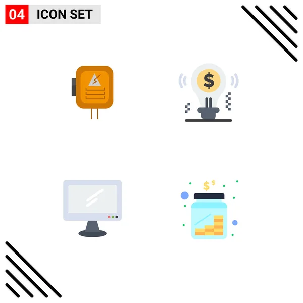 Universal Icon Symbols Group Modern Flat Icons Voltage Computer Transformer — Stock Vector