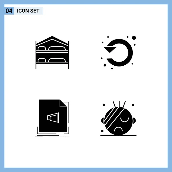 Σύνολο Σύγχρονες Εικόνες Σύμβολα Σημάδια Για Κρεβάτι Ήχο Ξενοδοχείο Αριστερά — Διανυσματικό Αρχείο